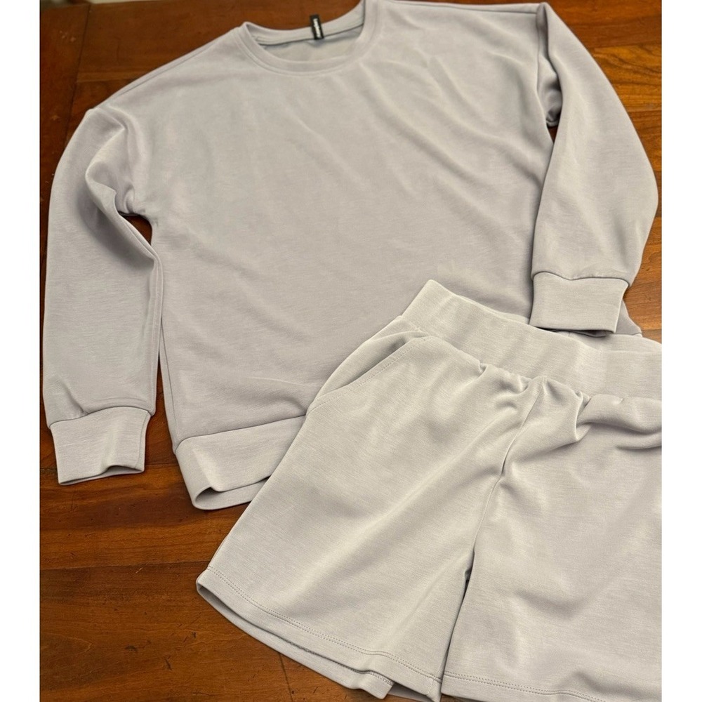 Lazy Pants Women's S Light Purple Soft Touch Fleece Sweatshirt & Luxe Shorts Set